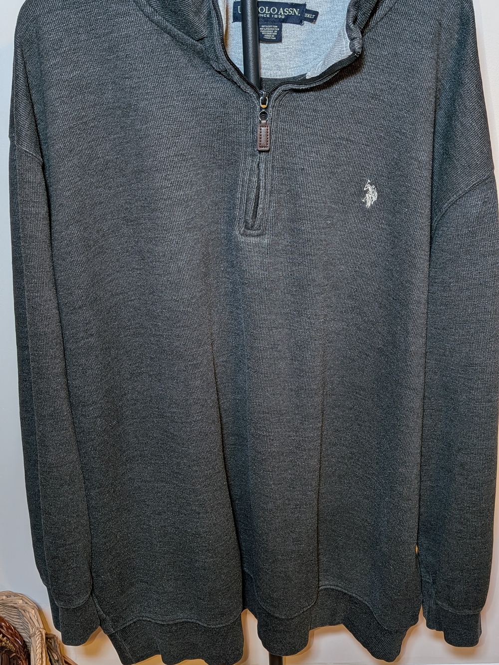 U.S. Polo Assn. Men’s Charcoal Gray Half-Zip Sweater 3XLT